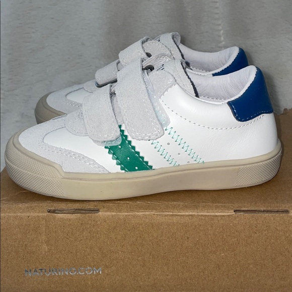 NWT NATURINO RIBY VL. Suede and leather sneakers, White-Green - Picture 12 of 15